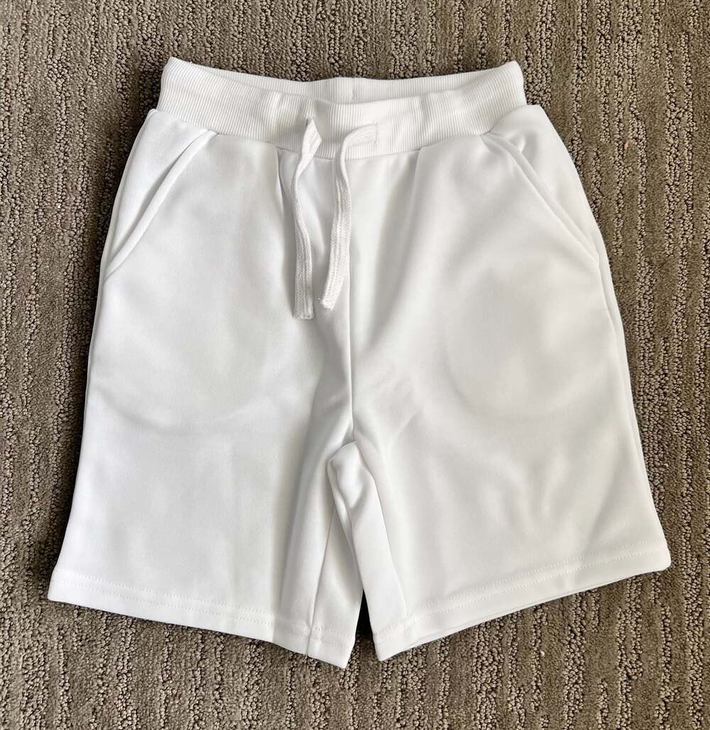 JIA HONG Boys White Soft Drawstring Sweat Shorts with Pockets